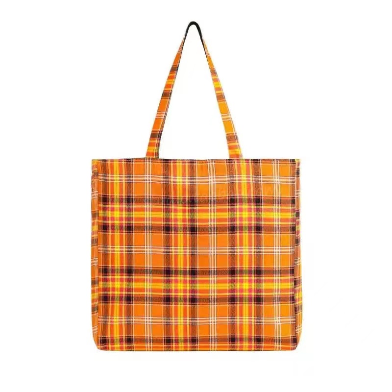 Retro Plaid Orange Tote Bag - Versatile High-Capacity Canvas Commuting Underarm Bag for Everyday Style Retro Plaid Orange Tote Bag - Versatile High-Capacity Canvas Commuting Underarm Bag for Everyday Style
