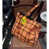 Retro Plaid Orange Tote Bag - Versatile High-Capacity Canvas Commuting Underarm Bag for Everyday Style