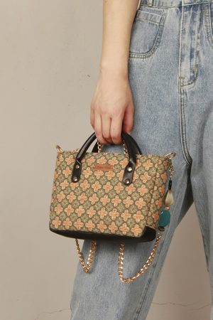 Retro Print Small Square Handbag & Crossbody Bag for Women - Versatile High-Quality 2024 Spring/Summer Fashion Accessory