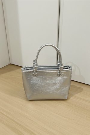 Retro Shiny Handheld Vegetable Basket Bag - Versatile Casual Women's Crossbody Small Square Bag for Spring/Summer 2025