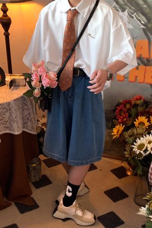 Retro Short Sleeve Shirt for Couples - Handmade Hong Kong Style, Solid Color, Loose Fit, Summer Casual Fashion