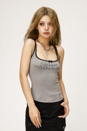 Retro Spicy Girl Casual Sling Vest - Women's 2025 Summer Sleeveless Top, American 90s Style Beer Team Captain Fashion