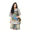 Retro Street Print Washed Short-Sleeve T-Shirt for Men and Women - Versatile Summer Couple Top, Trendy 90s American Style