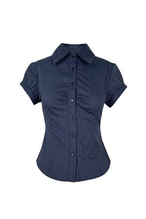 Retro Striped Waist-Cinching Short Sleeve Shirt - Vintage Inspired 90s Style Top