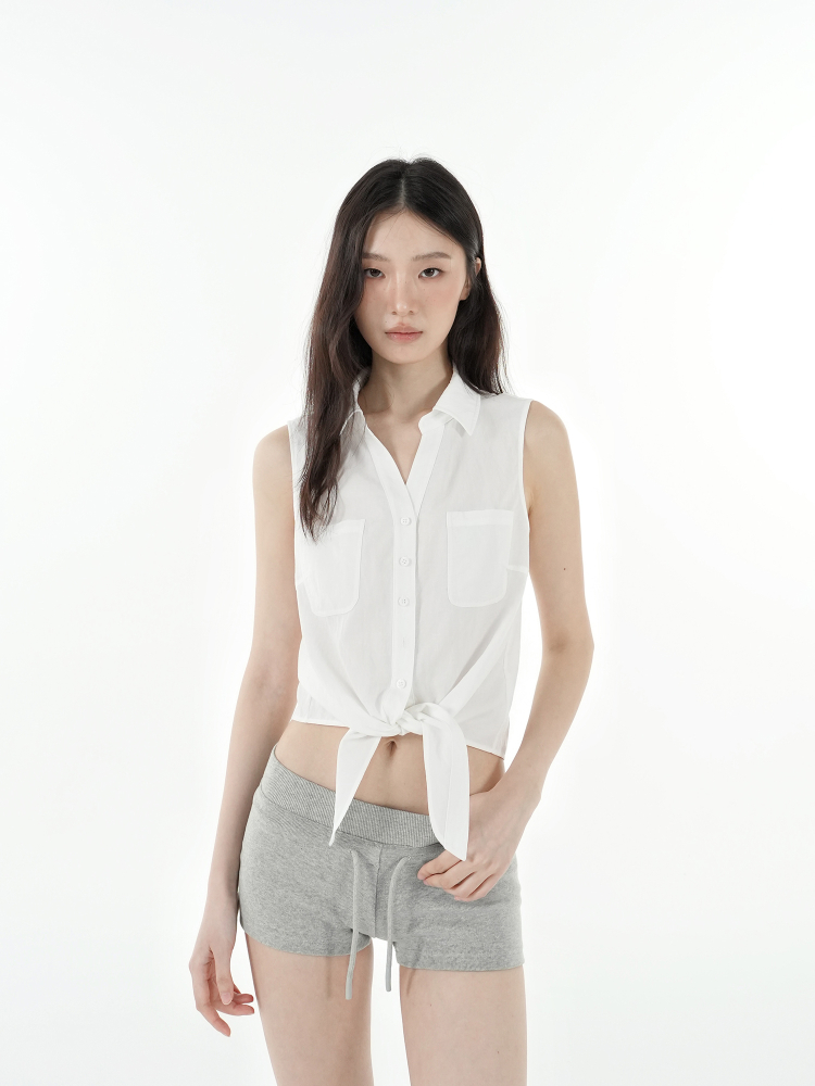 Retro-Style Sleeveless Cropped Shirt Vest Top for Women - Vintage-Inspired Fashion, Perfect for 90s and Y2K Styles Retro-Style Sleeveless Cropped Shirt Vest Top for Women - Vintage-Inspired Fashion, Perfect for 90s and Y2K Styles