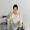 Retro Sun Grapefruit Loose-Fitting Knitted Cover-Up Sweater - Hollow-Out Summer Pullover for Sun Protection, Versatile Style