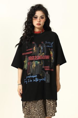 Retro Tie-Dye Letter Design Short-Sleeve T-Shirt for Men and Women - Summer Trendy American Streetwear