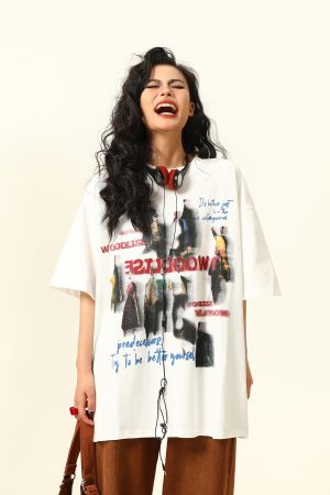 Retro Tie-Dye Letter Design Short-Sleeve T-Shirt for Men and Women - Summer Trendy American Streetwear