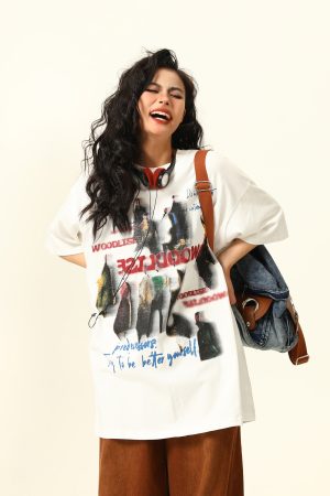 Retro Tie-Dye Letter Design Short-Sleeve T-Shirt for Men and Women - Summer Trendy American Streetwear