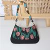 Retro Tulip Flower Underarm Bag for Women, Textured Jacquard Crossbody, Versatile Vacation Style, Niche Design