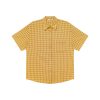 Retro Yellow Plaid Lapel Short Sleeve Shirt for Women - Summer 2025 Simple Commuting Versatile Top in 90s Style