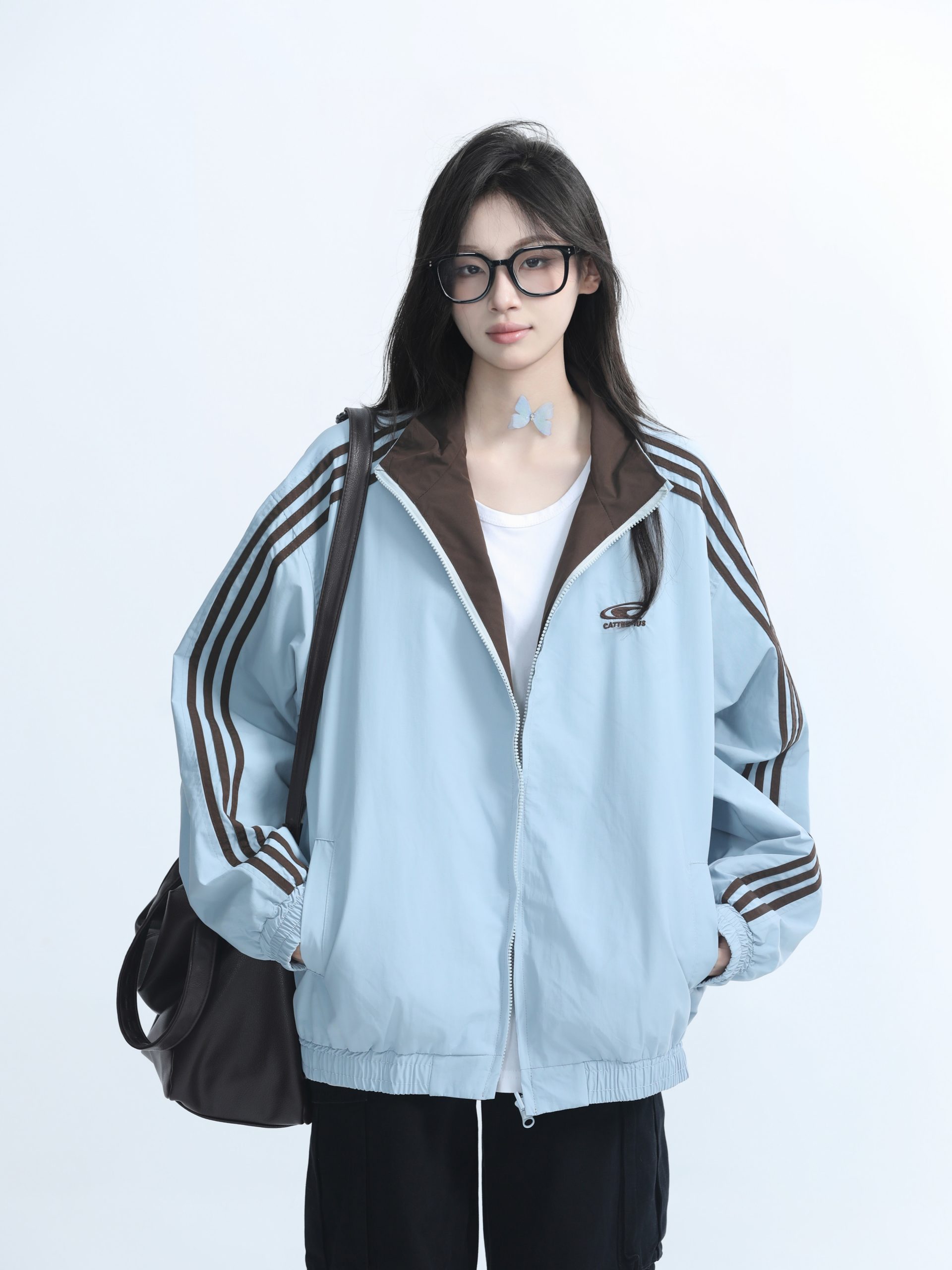 Reversible Brown Jacket for Women - American Retro Style, Loose Fit, Autumn Trend, Casual Layering Essential Reversible Brown Jacket for Women - American Retro Style, Loose Fit, Autumn Trend, Casual Layering Essential