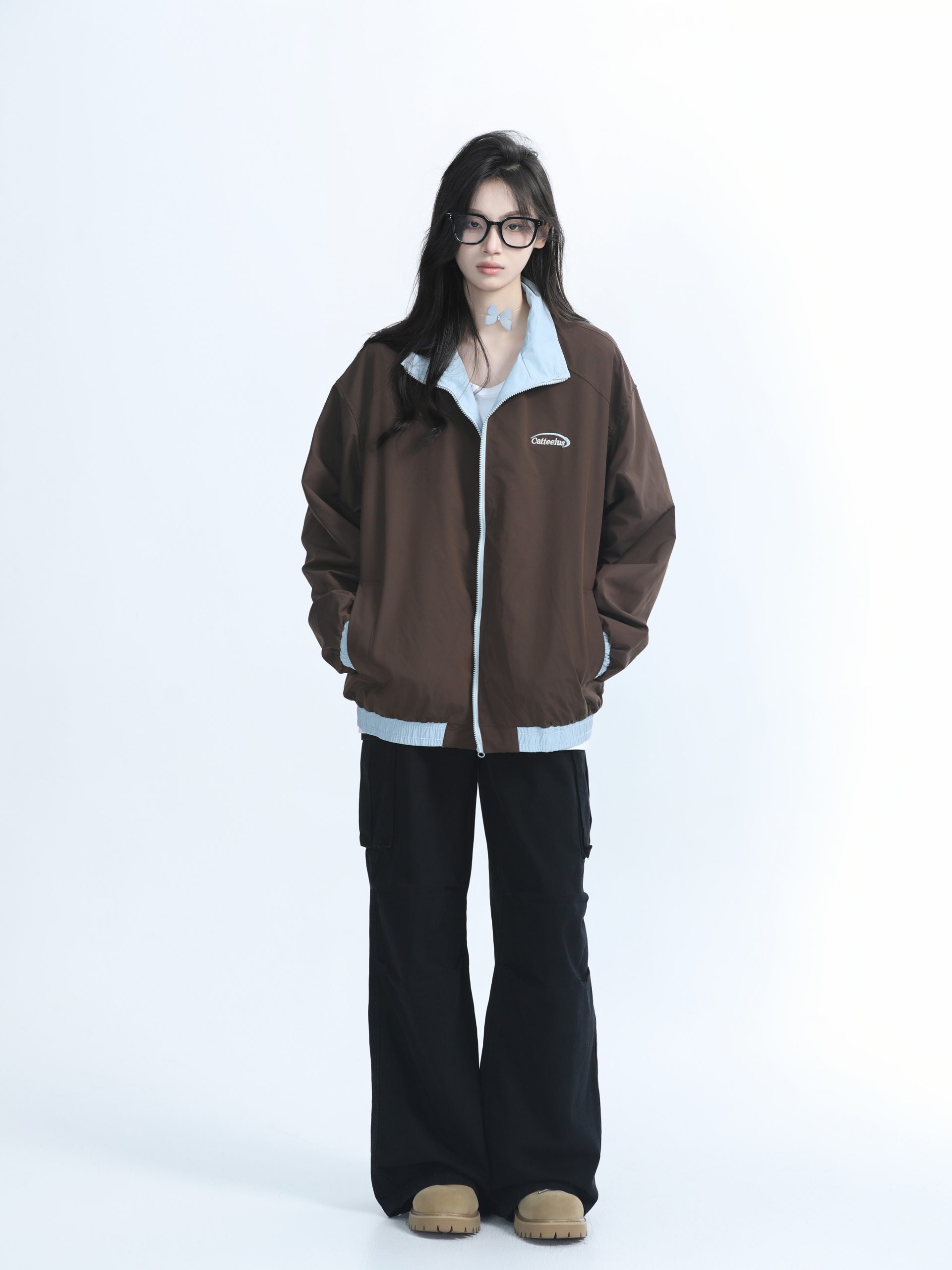 Reversible Brown Jacket for Women - American Retro Style, Loose Fit, Autumn Trend, Casual Layering Essential Reversible Brown Jacket for Women - American Retro Style, Loose Fit, Autumn Trend, Casual Layering Essential