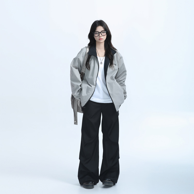 Reversible Brown Jacket for Women - American Retro Style, Loose Fit, Autumn Trend, Casual Layering Essential Reversible Brown Jacket for Women - American Retro Style, Loose Fit, Autumn Trend, Casual Layering Essential