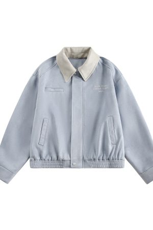 Reversible Suede Baseball Jacket for Couples - Spring 90s American Hip-Hop Embroidered Trendy Style