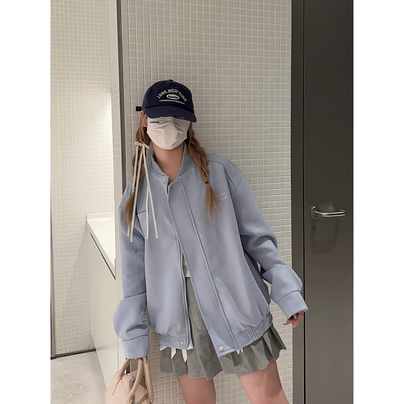 Reversible Suede Baseball Jacket for Couples - Spring 90s American Hip-Hop Embroidered Trendy Style Reversible Suede Baseball Jacket for Couples - Spring 90s American Hip-Hop Embroidered Trendy Style