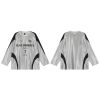 Reversible Vintage Satin Silver Sports Jersey Long Sleeve T-Shirt for Couples - Unisex Trendy 90s Style