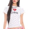 Rhinestone Printed Short-Sleeve Fitted Crop Top for Women - Summer Trendy T-Shirt in High-End Style