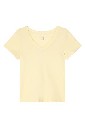 Ribbed V-Neck Fitted Short Sleeve Women's T-Shirt - Slim Solid Color Top for Summer 2025, Casual Chic Style