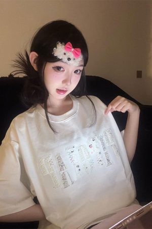 Round Neck Short Sleeve T-Shirt for Women - Heavyweight Casual Top with Letter Embroidery - Summer Loose Fit American Style