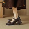 Round-Toe One-Strap Mary Jane Shoes for Women - Versatile High-Heeled Flats for Commuting, Italian Style
