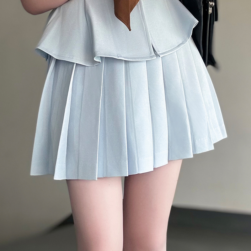 Ruffled Women's Summer JK Uniform Sailor Suit in Purple - College Style Waist-Defined Short Sleeve Set Ruffled Women's Summer JK Uniform Sailor Suit in Purple - College Style Waist-Defined Short Sleeve Set