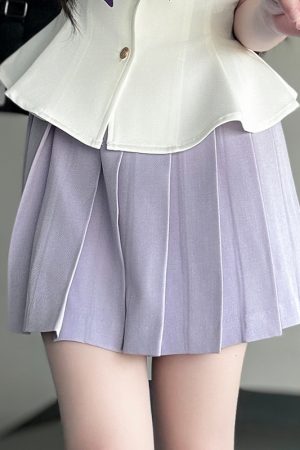 Ruffled Women's Summer JK Uniform Sailor Suit in Purple - College Style Waist-Defined Short Sleeve Set