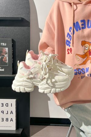 Sakura Pink Butterfly Dad Shoes for Women - 2025 New Style Mesh Breathable Sports Shoes with Height Increase - Trendy Casual Footwear