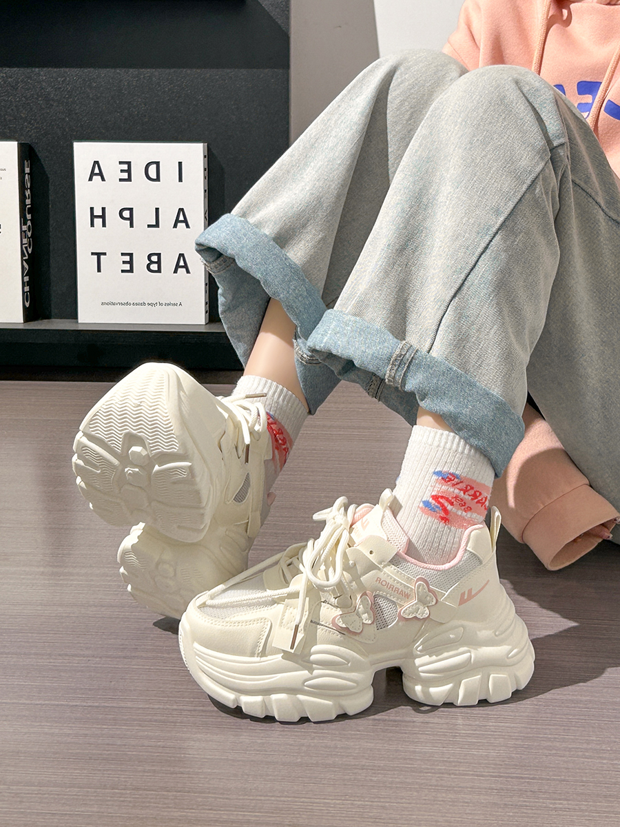 Sakura Pink Butterfly Dad Shoes for Women - 2025 New Style Mesh Breathable Sports Shoes with Height Increase - Trendy Casual Footwear Sakura Pink Butterfly Dad Shoes for Women - 2025 New Style Mesh Breathable Sports Shoes with Height Increase - Trendy Casual Footwear