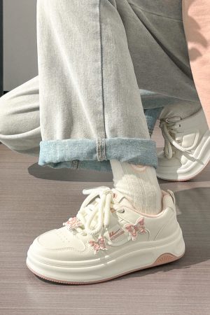 Sakura Pink Butterfly Sneakers for Women - 2025 Summer Euro Style Versatile Big Toe Shoes, Trendy & Hot Selling Footwear