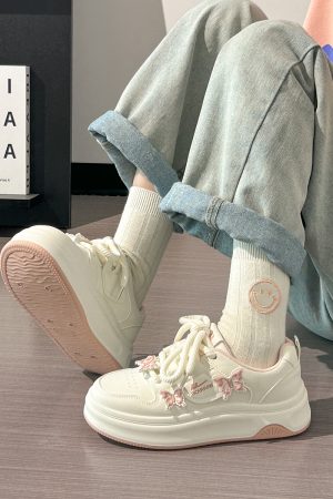 Sakura Pink Butterfly Sneakers for Women - 2025 Summer Euro Style Versatile Big Toe Shoes, Trendy & Hot Selling Footwear