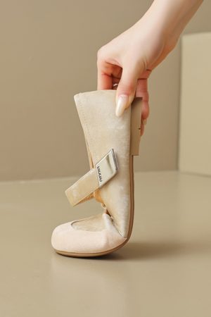 Sanded Sheepskin Spliced Mary Jane Flats for Women - Soft Bottom Round Toe Shoes for Spring/Summer 2025 Fashion