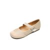 Sanded Sheepskin Spliced Mary Jane Flats for Women - Soft Bottom Round Toe Shoes for Spring/Summer 2025 Fashion