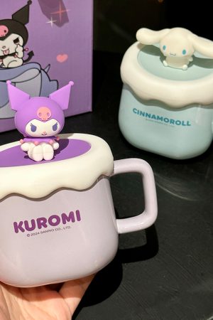 Sanrio Kuromi Ceramic Mug - Cute Cinnamoroll Coffee Cup, Perfect Birthday Gift for Girls, Collectible Kawaii Style Drinkware