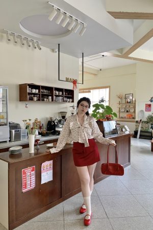 Satin A-Line Midi Skirt in Tipsy Cherry, Plus Size, Slimming Design for Summer, Cool and Casual, 90s Inspired Fashion