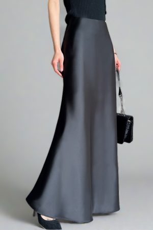 Satin Mermaid Floor-Length A-Line Skirt for Women - Summer High-End Acetate Dress with Elegant Temperament