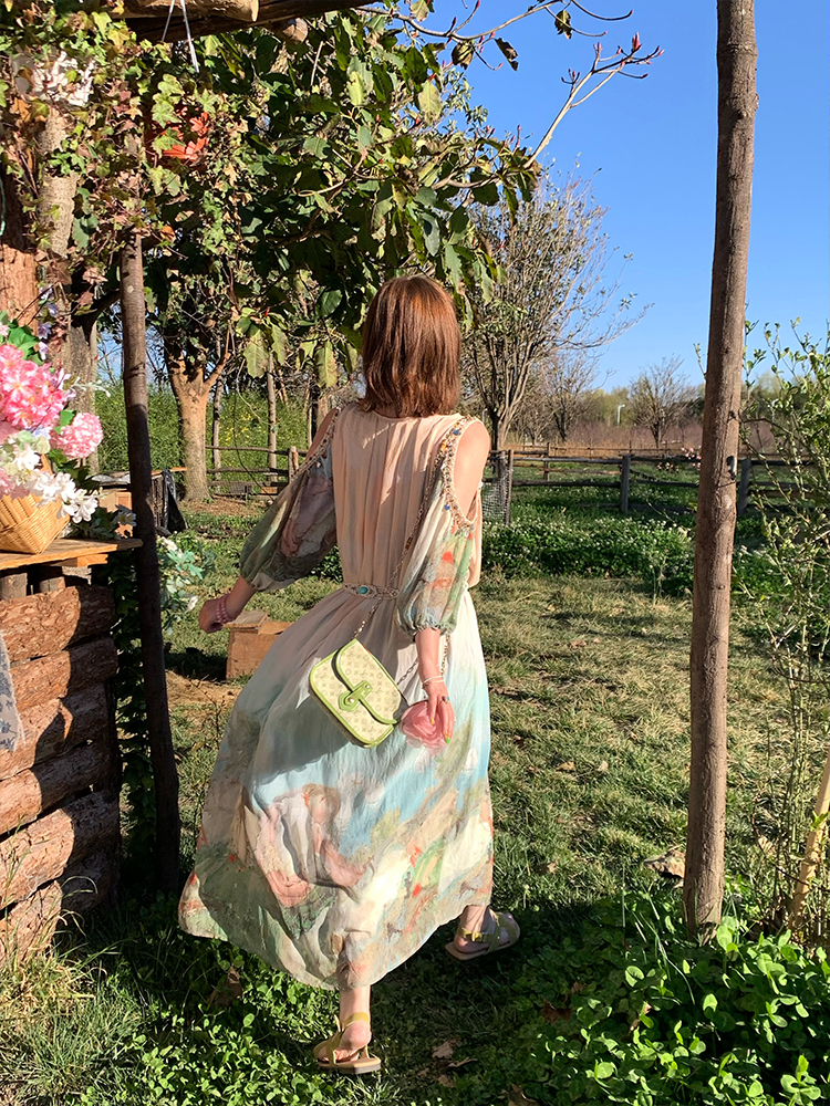 Sea Orange Sanctuary Tie-Dye Beaded Off-Shoulder Maxi Dress - Women's Bohemian Spring Style, Vintage-Inspired, Perfect for 90s Y2K Looks Sea Orange Sanctuary Tie-Dye Beaded Off-Shoulder Maxi Dress - Women's Bohemian Spring Style, Vintage-Inspired, Perfect for 90s Y2K Looks