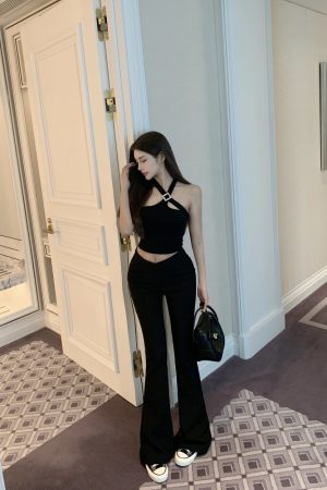 Sexy Cross-Neck Tank Top for Women with Built-In Padding - Fitted Design, Perfect for Y2K and Night Out Looks