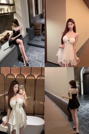 Sexy Halter Neck Dress - Strapless Two-Way Wear, Slim Fit with Built-in Bra Pads, Perfect for 90s and Y2K Inspired Styles