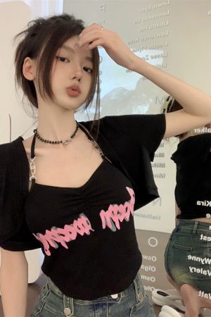 Sexy Halter Neck Tank Top and Cardigan Two-Piece Set for Women, Summer Crop Top with Short Sleeves, European and American Style