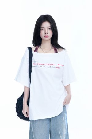 Sexy Halter Top and White Off-Shoulder Short Sleeve T-Shirt Two-Piece Set for Women - Trendy Loose Half-Sleeve Style