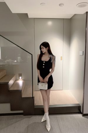 Sexy Slim Fit Knitted Tank Dress - Luna Lona 210 Style, Perfect for 90s and Y2K Fashion Trends