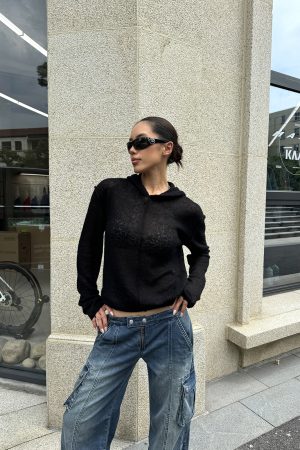 Sexy Ultra-Low Waist Vintage Street Cargo Denim Pants in Deep Blue - Heavy-Duty 90s Inspired Workwear Trousers