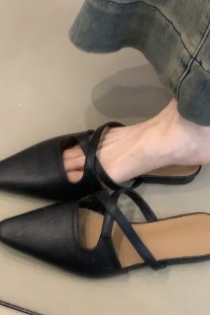 Sheepskin French Cross-Strap Open-Toe Half Slippers - Flat Slip-On Cool Sandals, Elegant Mules for Chic Summer Style