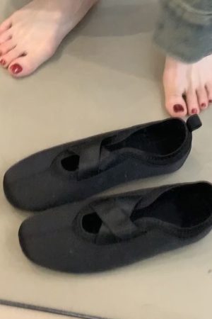 Sheepskin French Style Flat Shoes for Women - Round Toe Slip-On Mary Jane with Cross Straps - Chic Vintage Appeal