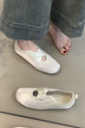 Sheepskin French Style Flat Shoes for Women - Round Toe Slip-On Mary Jane with Cross Straps - Chic Vintage Appeal