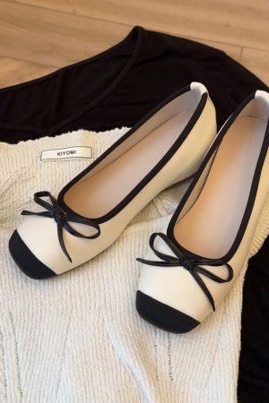 Sheepskin Silver Bow Ballet Shoes for Women â€“ Summer One-Strap Half Slippers, Height-Increasing Shallow Mouth Flats