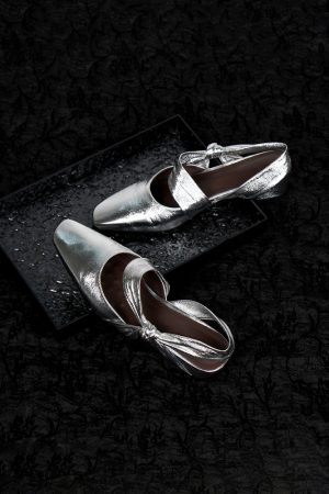 Sheepskin Silver Square-Toe Backless Sandals for Women - Chunky Heel, Two-Way Summer Slippers, Trendy Footwear