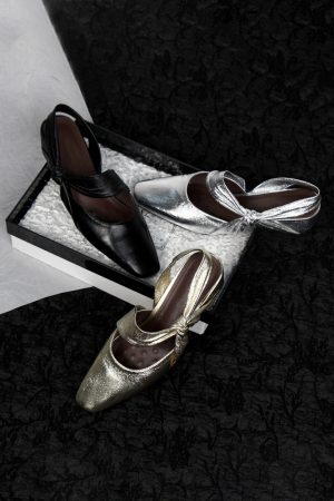 Sheepskin Silver Square-Toe Backless Sandals for Women - Chunky Heel, Two-Way Summer Slippers, Trendy Footwear