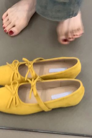 Sheepskin Square-Toed Bow Ballet Shoes - French Style Hidden Height Mary Jane Flats for Evening Wear & Casual Chic